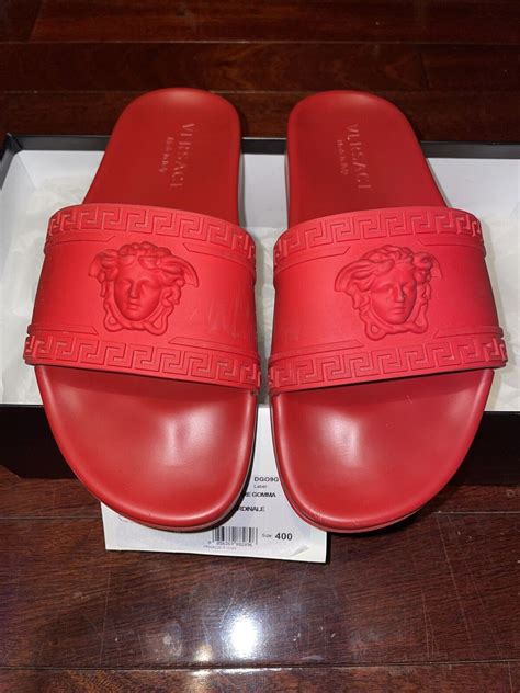 fake versace mens slides|versace medusa slides.